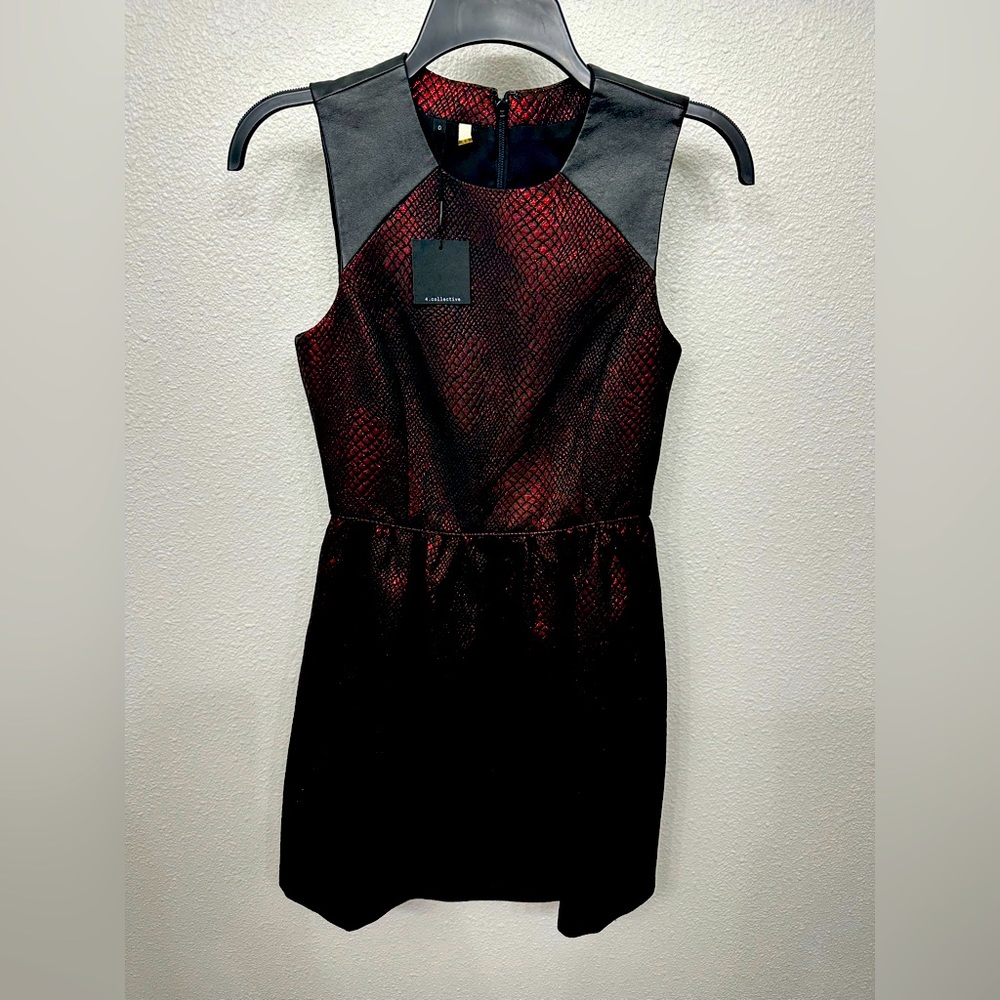 ❤️🖤 Anthropologie 4 Collective Black and Red Snakeskin Cocktail Dress NWT Sz 0